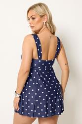 YOURS Plus Size Navy Blue Polka Dot Swimdress | Yours Clothing 2