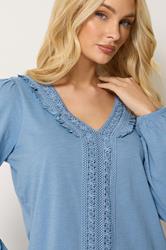 M&Co Blue Frill Cotton Blouse | M&Co 4