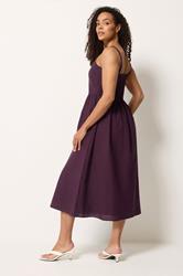 M&Co Berry Purple Embroidered Trim Dress | M&Co 2