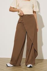 PixieGirl Petite Women's Camel Brown Wrap Wide Leg Trousers | PixieGirl 1