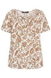 YOURS Curve Natural Brown Paisley Tie Neck Blouse