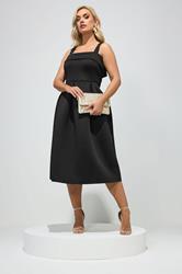 YOURS LONDON Plus Size Black Square Neck Midi Skater Dress | Yours Clothing 3