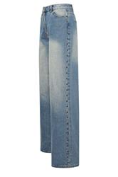 LTS Tall Women's Light Blue Wash Studded Cotton Wide Leg Jeans | Long Tall Sally 7