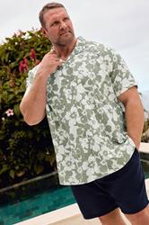 BadRhino Big & Tall Green Leaf Print Short Sleeve Shirt | BadRhino 3