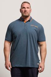 D555 Big & Tall Teal Blue Jacquard Polo Shirt | BadRhino 3