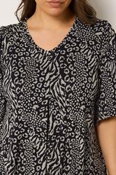 YOURS Plus Size Black Leopard Print Pleated Swing Top | Yours Clothing 4
