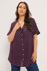 YOURS Curve Purple Notch Neck Dobby Blouse | Yours Clothing 3