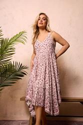 YOURS Plus Size Pink Paisley Print Hanky Hem Dress | Yours Clothing 3