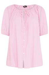 Yours Plus Size Pink Stripe Tie Neck Top | Yours Clothing 5