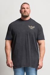 BadRhino Big & Tall Grey Extra Long Snake & Skull Graphic Acid Wash T-Shirt | BadRhino 3