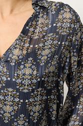 M&Co Navy Blue Floral Metallic Shirt | M&Co 4
