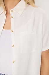 LTS Tall Women's White Short Sleeve Linen Shirt | Long Tall Sally 6
