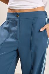 PixieGirl Petite Women's Dark Blue Side Stripe Wide Leg Trousers | PixieGirl 5