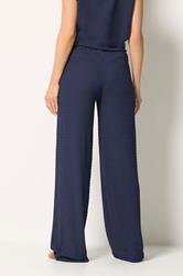 LTS Tall Women's Navy Blue Textured Elasticated Wide Leg Trousers | Long Tall Sally 2