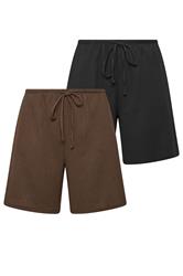 YOURSET Curve 2 PACK Black & Brown Crinkle Shorts | Yours Clothing 9