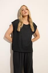 LTS Tall Women's Black Textured Stripe Top | Long Tall Sally 3