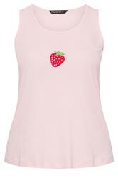 LIMITED COLLECTION Plus Size Light Pink Embroidered Strawberry Vest Top | Yours Clothing 5