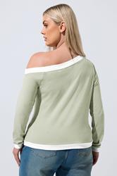 LIMITED COLLECTION Plus Size Sage Green Contrast Off Shoulder Top | Yours Clothing 2