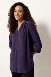 M&Co Purple Half Placket Collarless Shirt | M&Co 3
