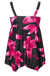 YOURS Plus Size Black Floral Knot Front Tankini Top | Yours Clothing 6