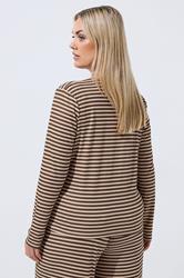 LIMITED COLLECTION Plus Size Chocolate Brown & Cream Stripe Top | Yours Clothing 2