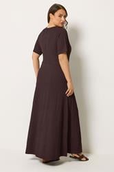 YOURS Plus Size Chocolate Brown Textured Maxi Dress | Yours Clothing 2
