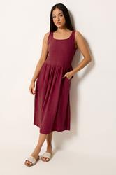 M&Co Petite Berry Purple Linen Midi Dress | M&Co 1