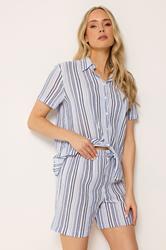 LTS Tall Women's Set Blue & White Stripe Shirt & Shorts | Long Tall Sally 1