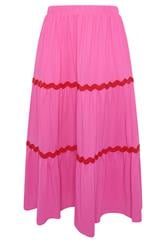 YOURS Curve Pink Contrast Swirl Maxi Skirt