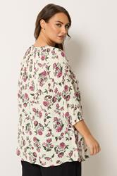 YOURS Plus Size Ivory White Floral Tie Detail Top | Yours Clothing 2