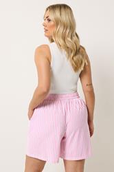 YOURS Plus Size Pink Stripe Shorts | Yours Clothing 2