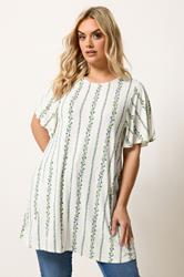 YOURS Plus Size White Floral Stripe Tunic Top | Yours Clothing 3