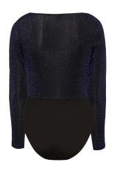 Curve Black & Cobalt Blue Long Sleeve Glitter Bodysuit