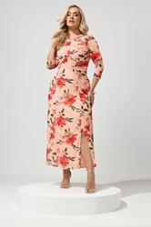 YOURS LONDON Plus Size Orange Floral Keyhole Detail Maxi Dress | Yours Clothing 1
