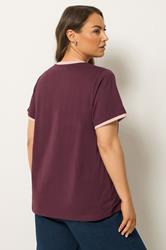 YOURS Plus Size Purple Contrast Trim T-Shirt | Yours Clothing 2