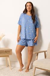 YOURS Plus Size Blue Starfish Soft Touch Pyjama Set | Yours Clothing 1