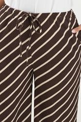 YOURS Plus Size Brown Striped Crinkle Wide Leg Trousers | Yours Clothing 4