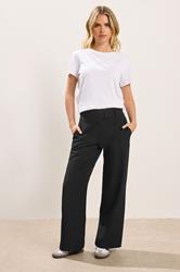 PixieGirl Petite Women's Black Button Tab Detail Wide Leg Trousers | PixieGirl 3