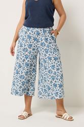YOURS Plus Size White Ditsy Floral Culottes | Yours Clothing 3