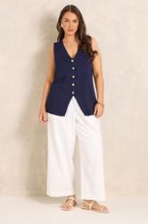 EVANS Plus Size Navy Blue Knitted Waistcoat | Evans 1