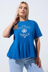 LIMITED COLLECTION Plus Size Blue New York Sporty Peplum Top 3
