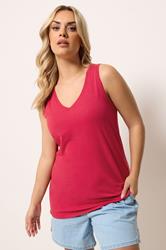 YOURS Trägershirt in Rot mit V-Ausschnitt