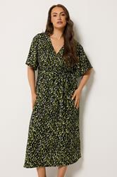 YOURS Plus Size Black Abstract Wrap Front Dress | Yours Clothing 3