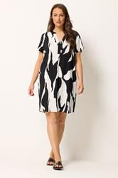 YOURS Plus Size Black Animal Pleat Front Dress | Yours Clothing 1