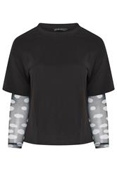 LIMITED COLLECTION Plus Size Black Polka Dot Sleeve T-Shirt | Yours Clothing 5