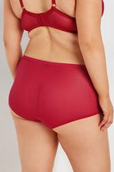 YOURS Plus Size Red Satin Lace Detail Briefs | Yours Clothing 1