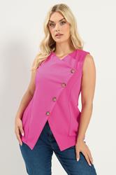 YOURS Plus Size Pink Asymmetric Waistcoat | Yours Clothing 3