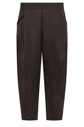 PixieGirl Petite Women's Chocolate Brown Textured Barrel Trousers | PixieGirl 5
