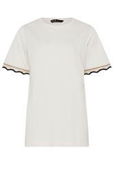 YOURS Plus Size White Metallic Crochet Trim Short Sleeve T-Shirt | Yours Clothing 5