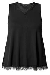 YOURS Plus Size Black Lace Trim Vest Top | Yours Clothing 5